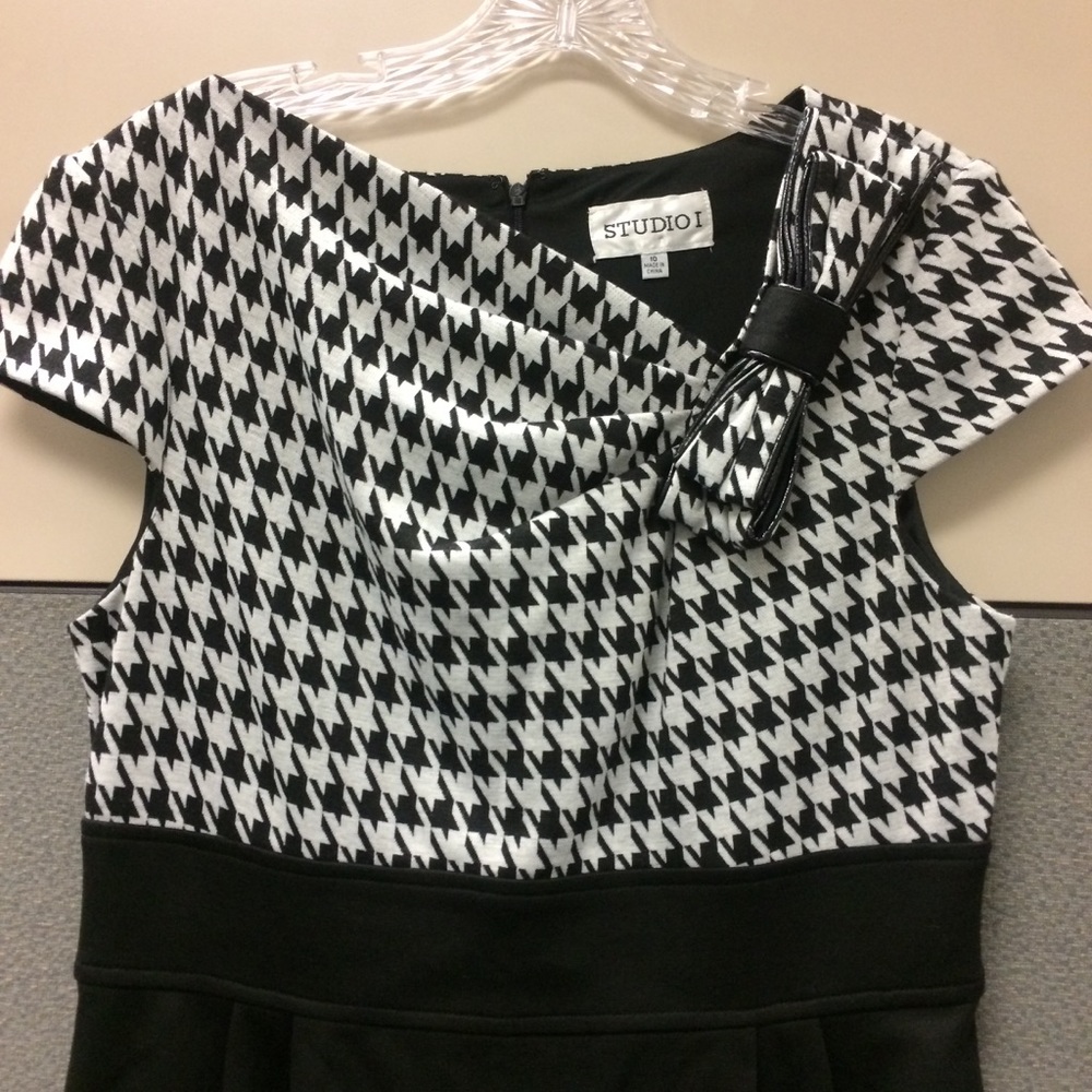 ✔️Studio One ✔️Houndstooth Bow Dress - Picture 2 of 6